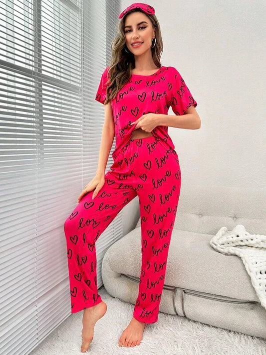 Love Heart Printed Night Suit