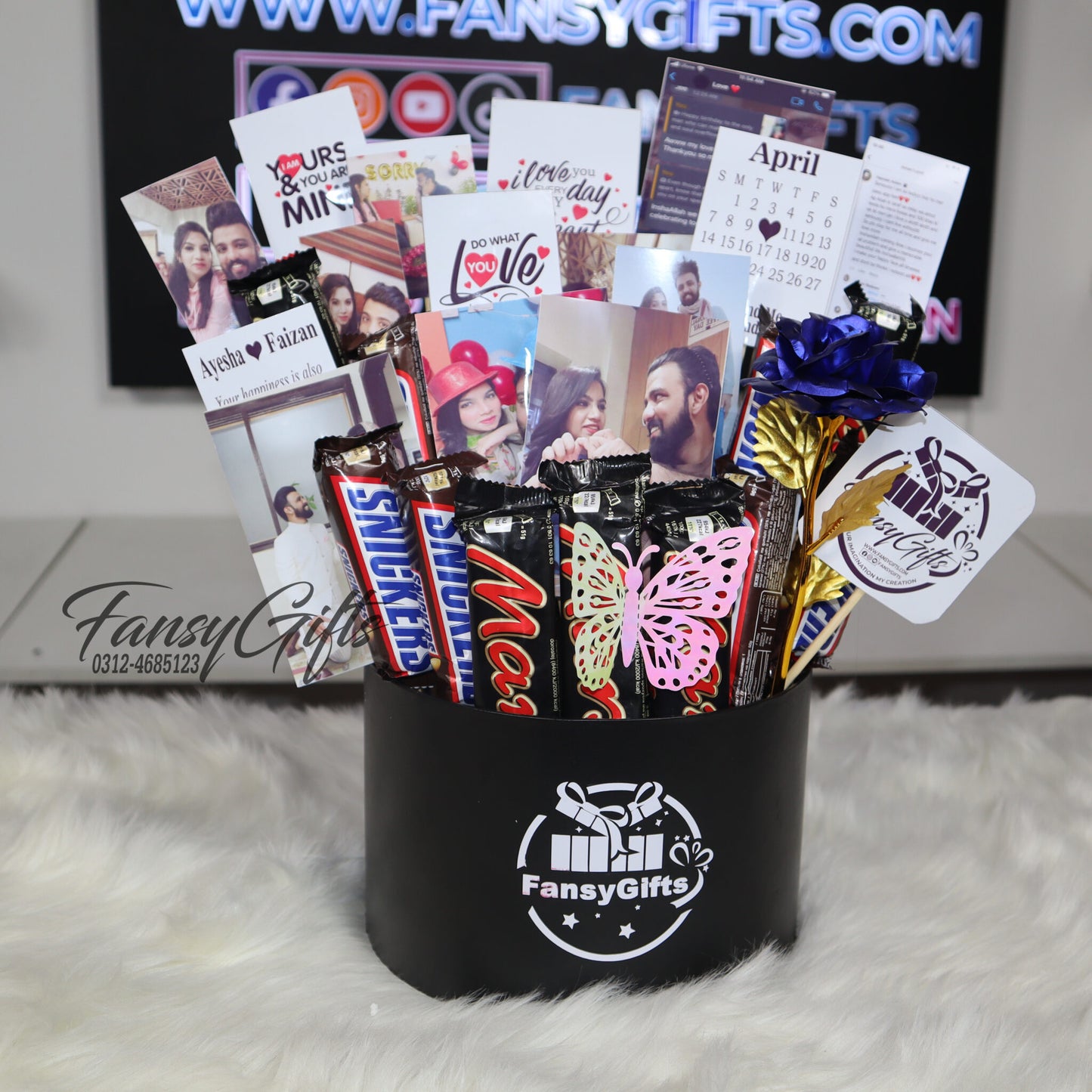 Chocolate Bouquet with Cards Pictures and Metal Flower