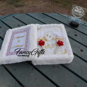 Luxury Fluffy Nikkah Certificate with Box And Customize Couple Pen