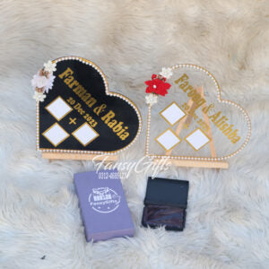 Acrylic Heart Nikkah Thumb Board With Stand And Stamp