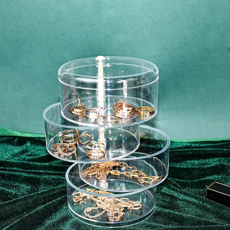 Transparent Rotating Jewelry Storage Organizer Box