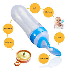 Silicone Baby Feeding Bottle with Spoon Feeder