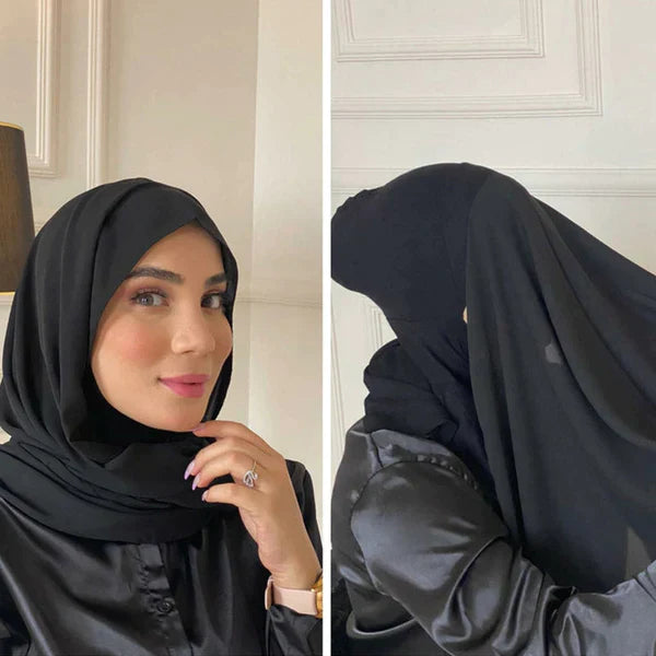 2-in-1 Chiffon Hijab with Attached Cap