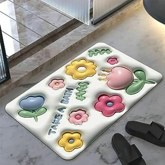 Soft Non Slip Multi Flower Design 3D Door Entrance Mat(Random Design)